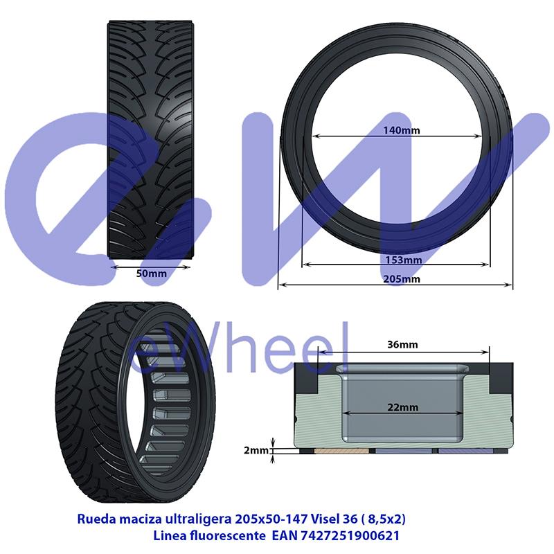 Rueda maciza ultraligera 8,5x2-6,1/B34