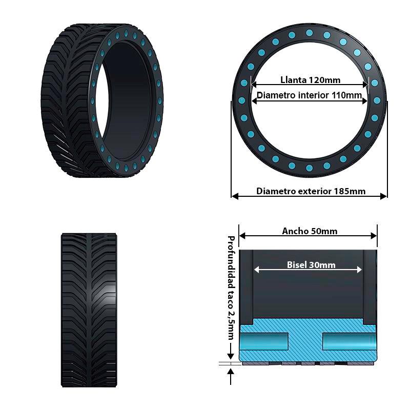 Perforated solid tire 8x2-5/B30 (Not suitable for Xiaomi)