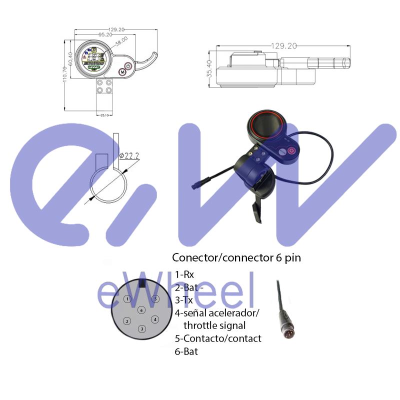Display QS-S4 6 pin con acelerador de pulgar