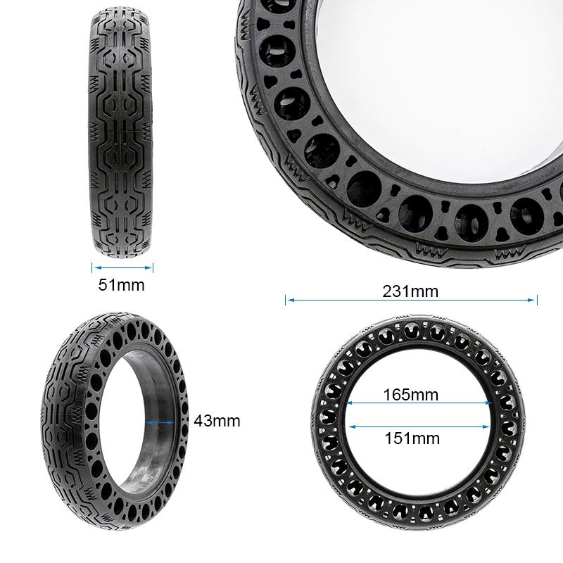 Vollgummi-Lochreifen 60/70-6,5/B44 (10x2,5-6,5) für Ninebot G30