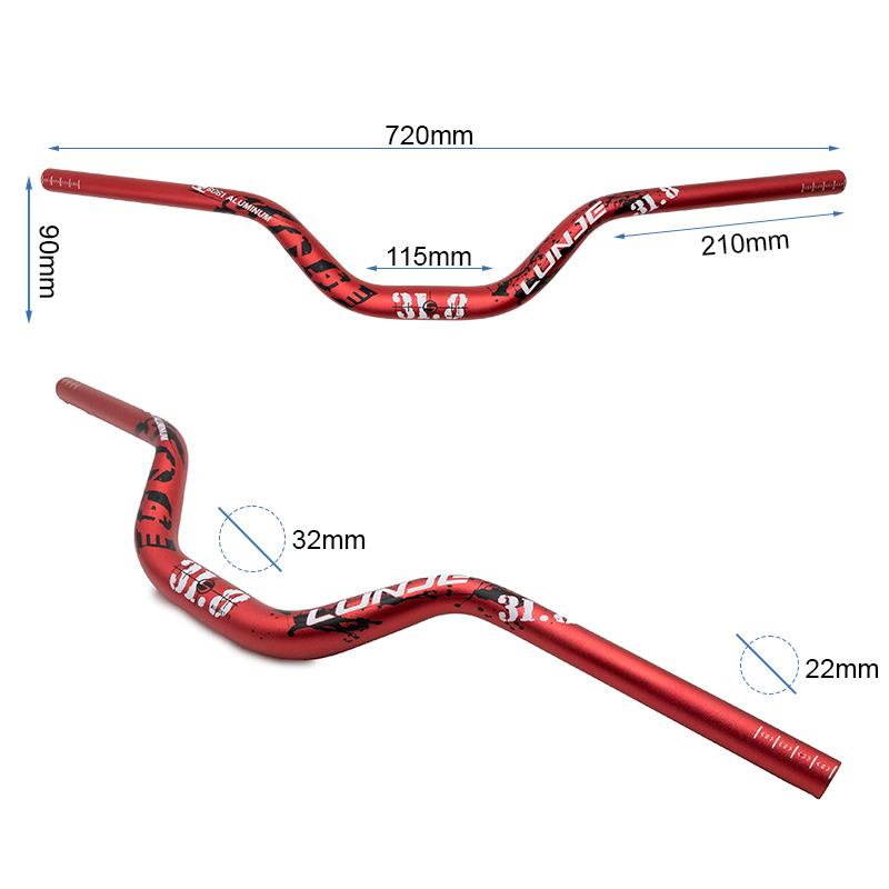 Guidão de 720mm com elevação 90mm