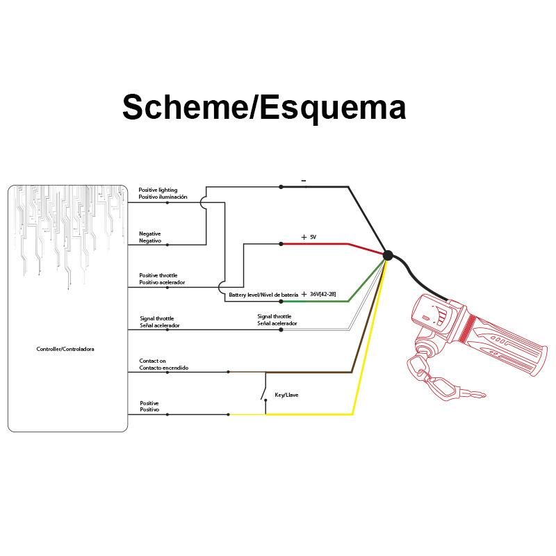 Gasgriff mit Batterieanzeige und Schlüssel (36V/48V) - SM Stecker