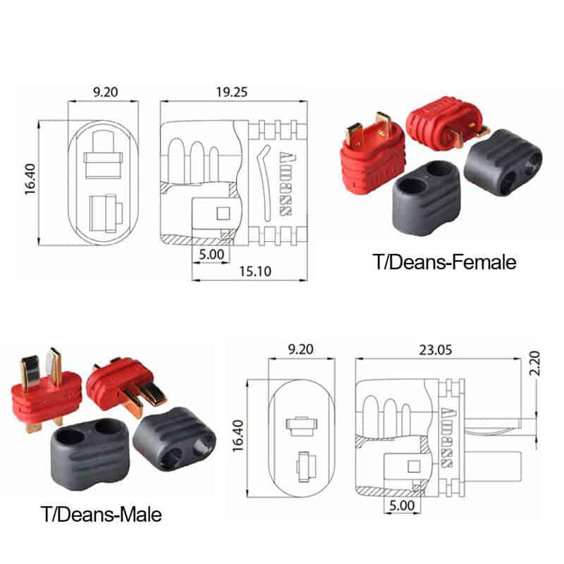 Conector T-DEAN Amass con protector - 10pcs