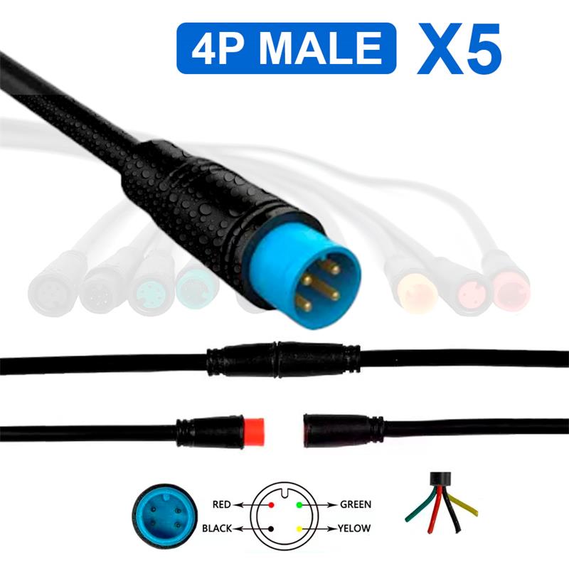 Conector waterproof 8mm 4 pin - 5pcs