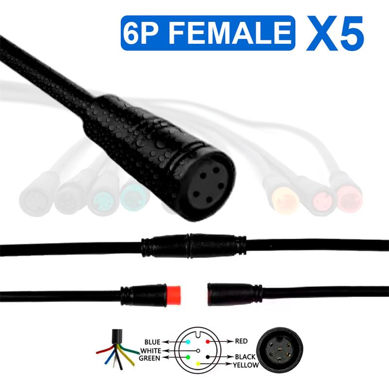 Waterproof connector 8mm 6 pin - 5pcs