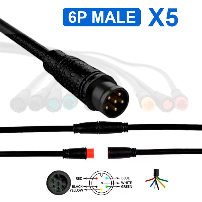 Conector waterproof 8mm 6 pin - 5pcs
