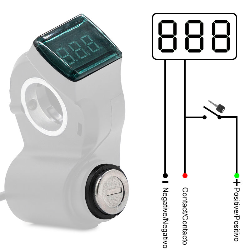 Contact key with a voltmeter - waterproof connector