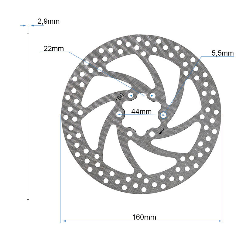 Reinforced Brake Disc (2.9mm Thickness) - 160mm - 6H