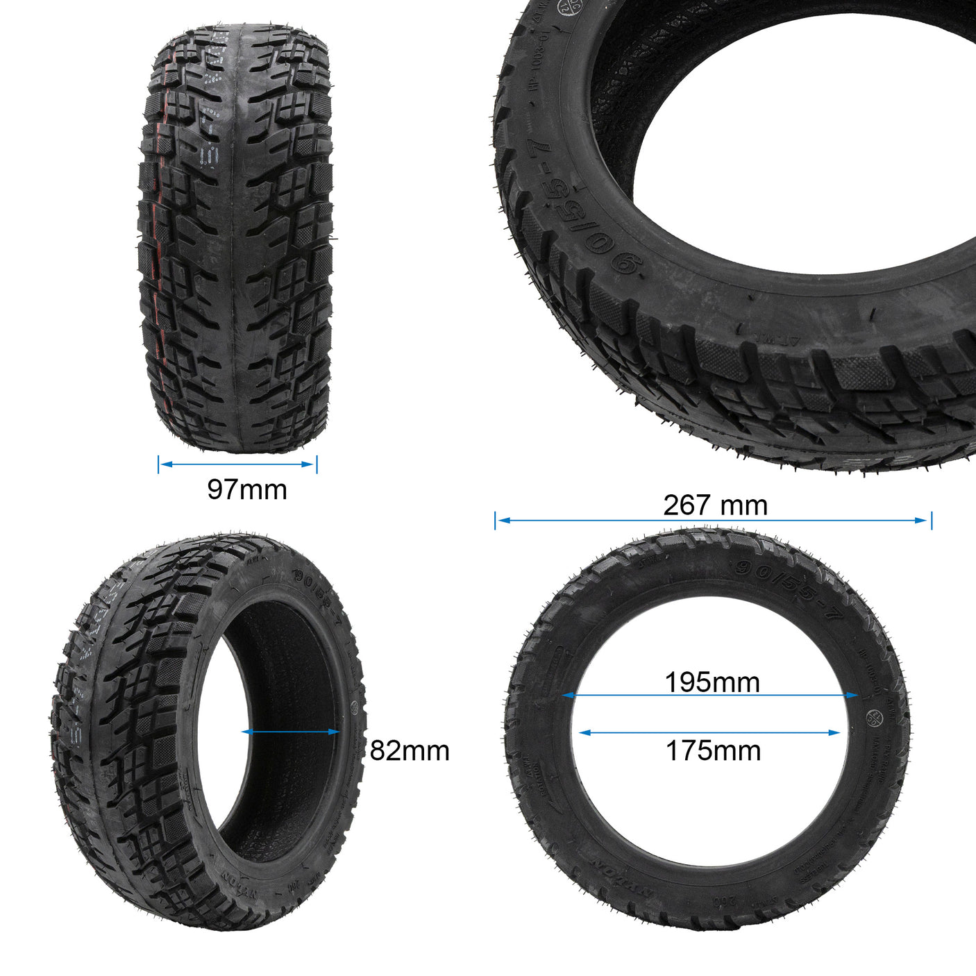 Pneumatico tubeless off-road 90/55-7 rosso