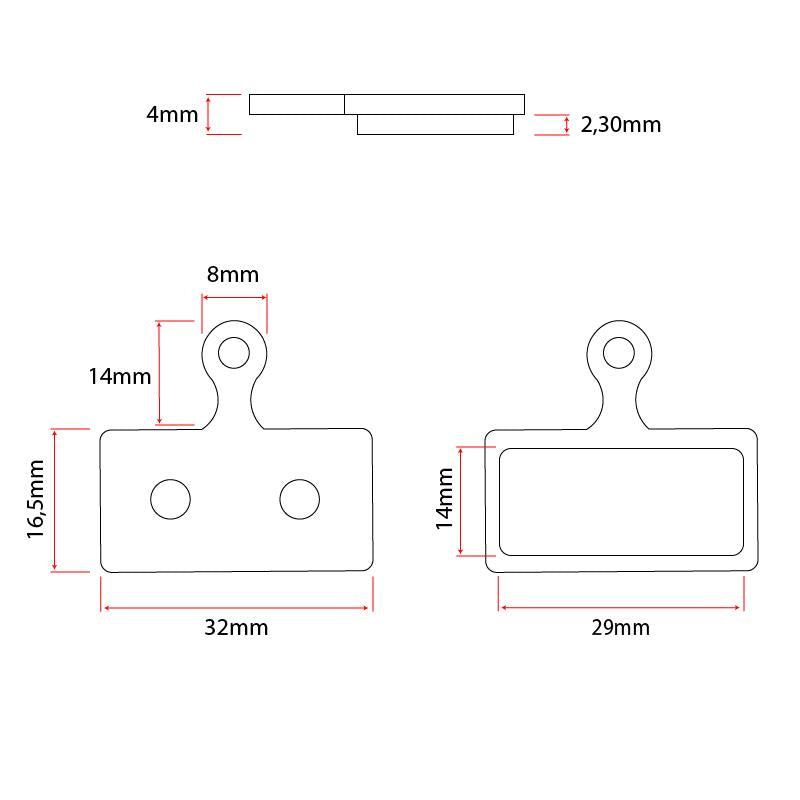 Pastilha de travão RT006 retangular com tetão [Ewheel] 