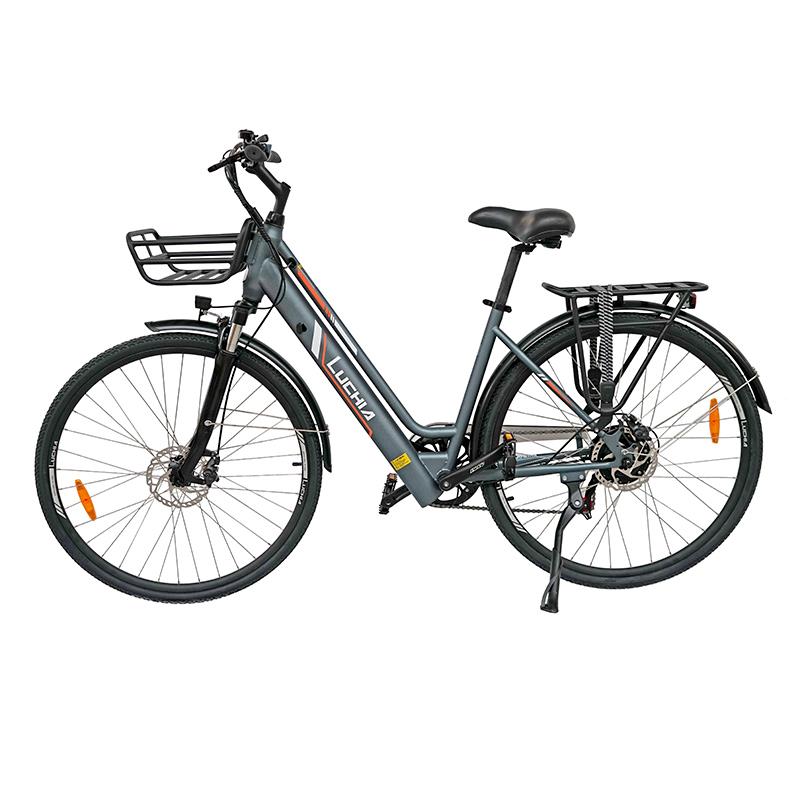 Bicicleta eléctrica urbana Antares 700C con marco de acero y frenos de disco