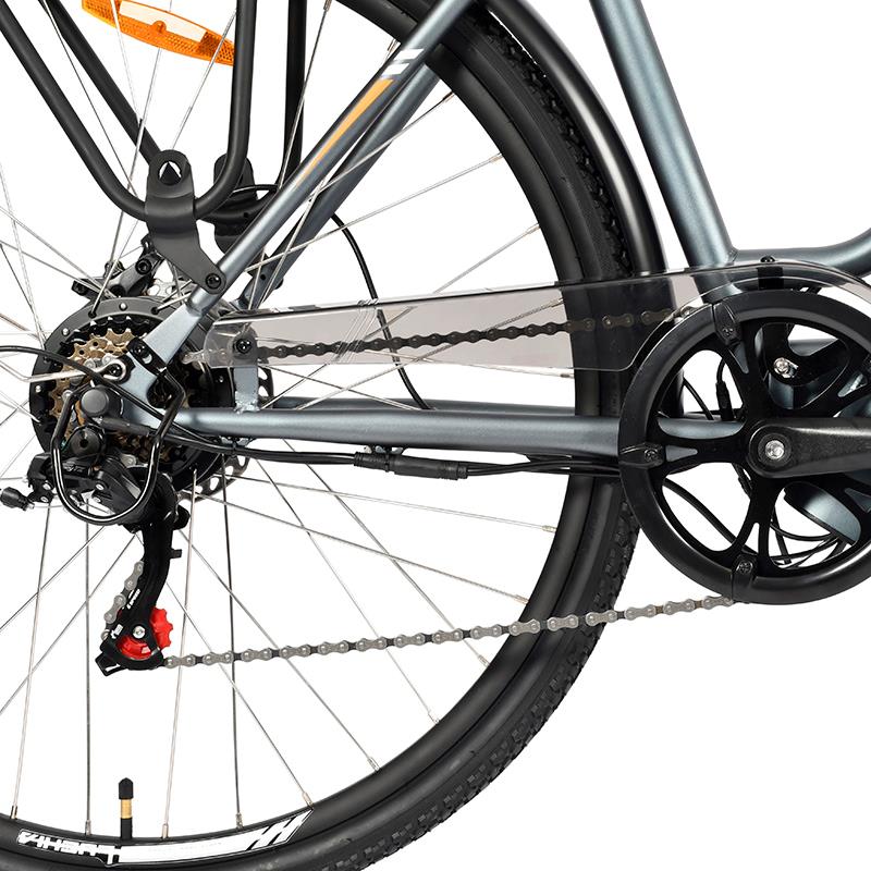 Bicicleta eléctrica urbana Antares 700C con marco de acero y frenos de disco