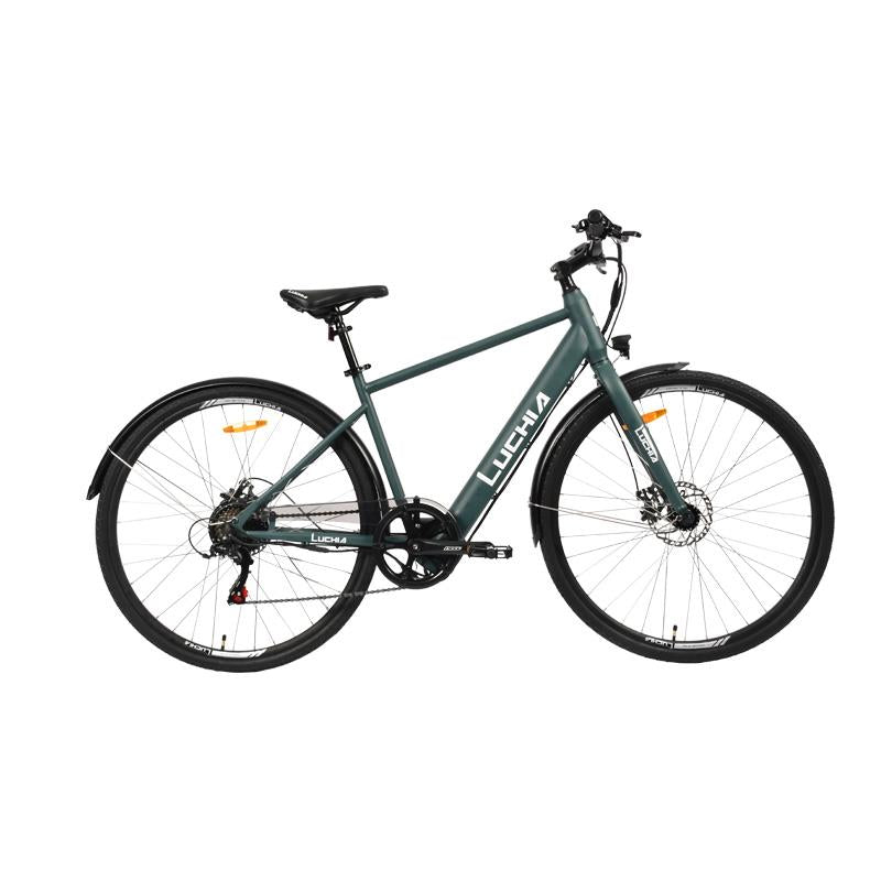 Bicicleta eléctrica de carretera Atria 700c con marco de acero y frenos de disco
