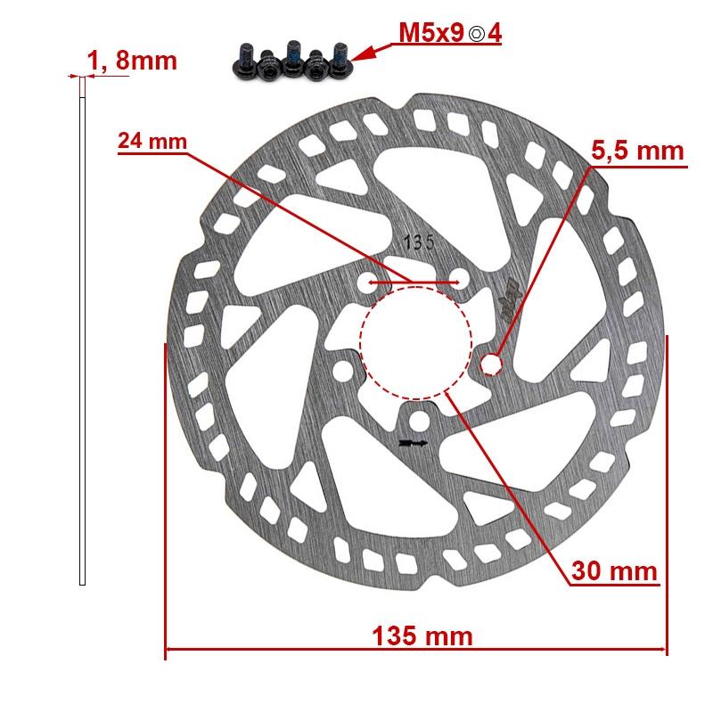 Brake Disc 135mm 5H Silver