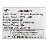 Batería externa 36V 12,8 A/h  [Ewheel]