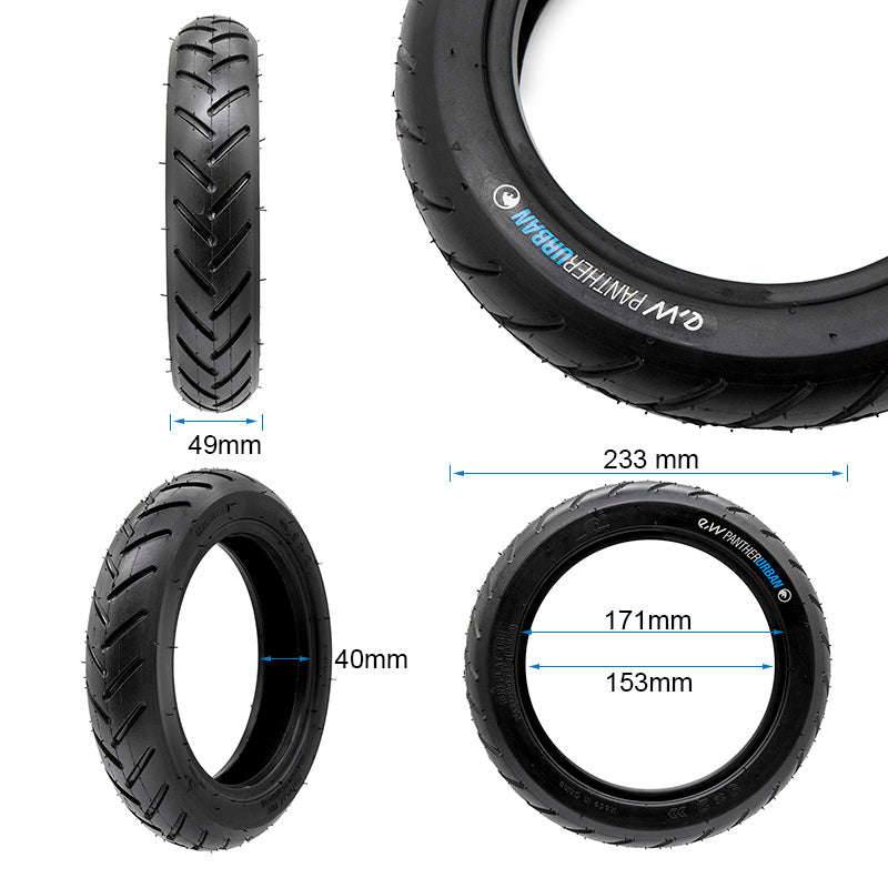 Pneu sem câmara 9x2 [EWHEEL PANTHERURBAN runflat] - preto 