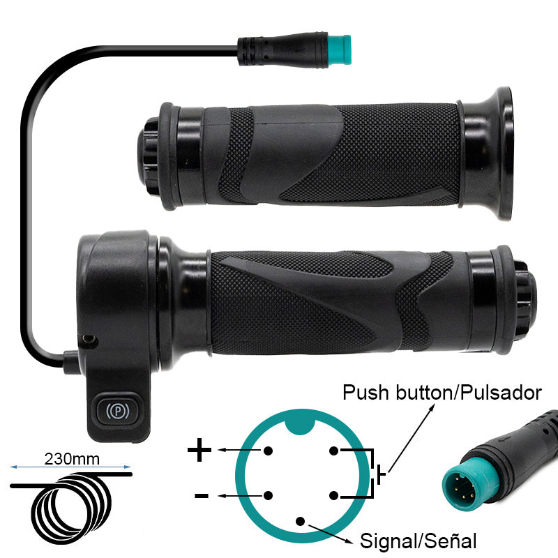 Throttle grip with button - waterproof connector