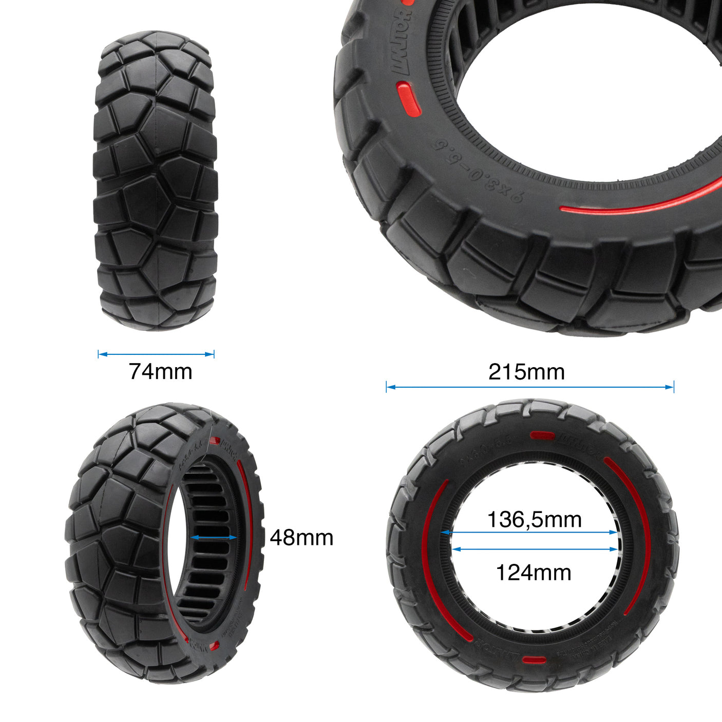 Solid tyre 9x3-5.5 red-black line [Amitor]