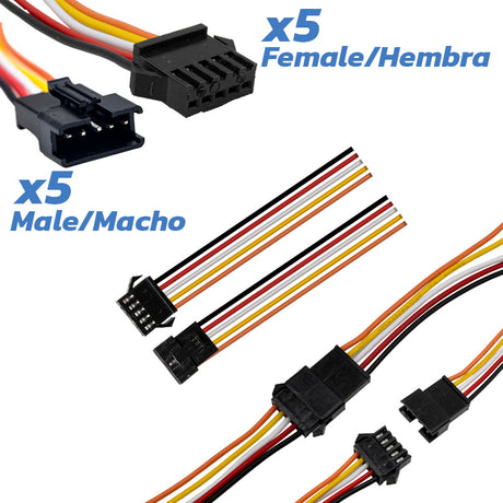 Conector SM 5 pin con cable 22AWG - 5M/5F