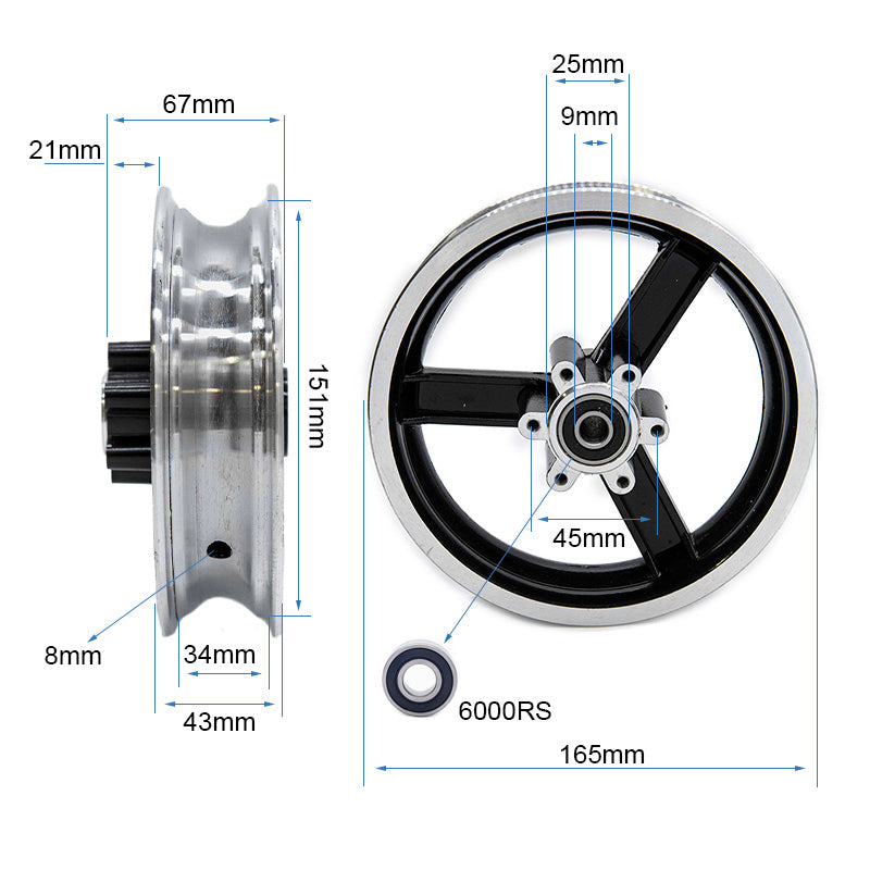 Llanta de 6"  y bisel 34mm para Kugoo kirin M4